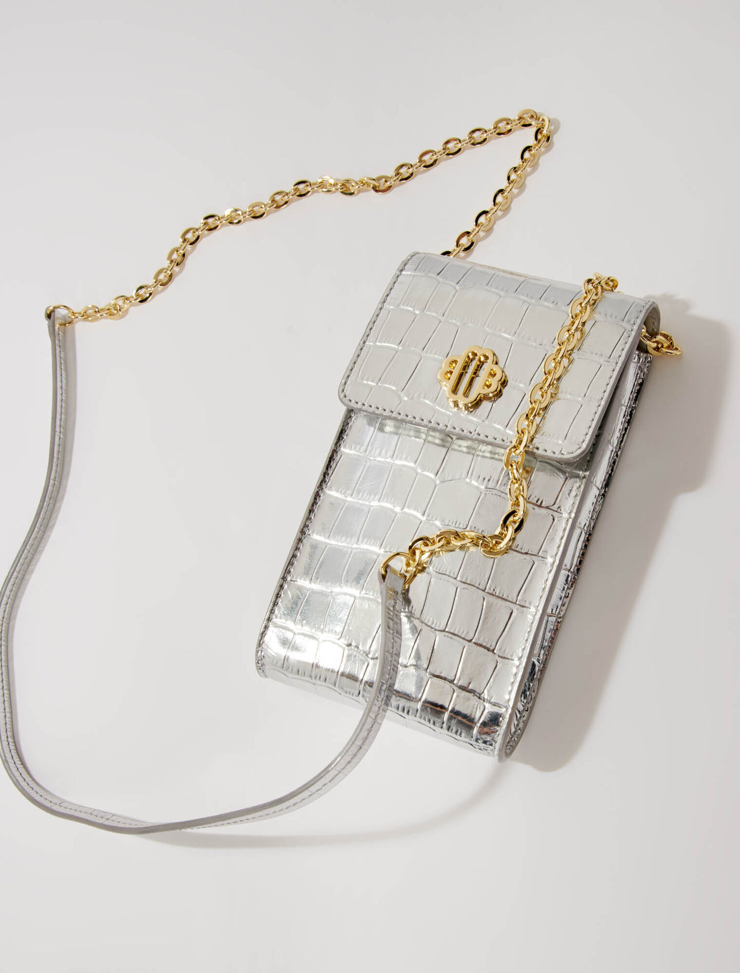 Bolso de cuero estampado metalizado