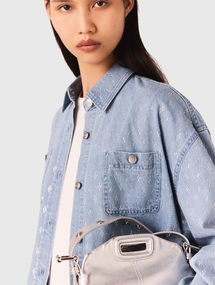 Camisa corta vaquera con strass