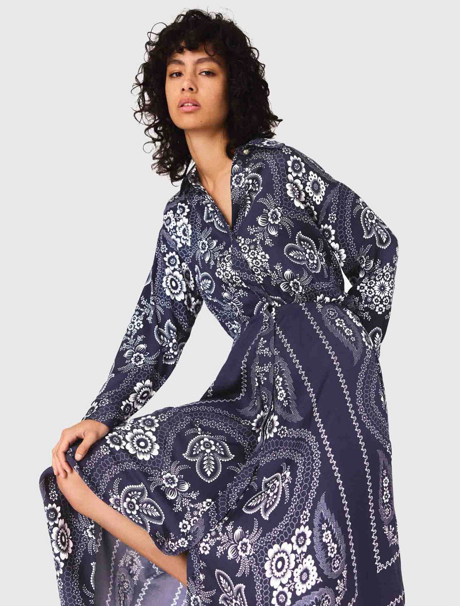 Vestido largo fluido estampado