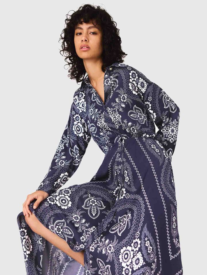 Vestido largo fluido estampado