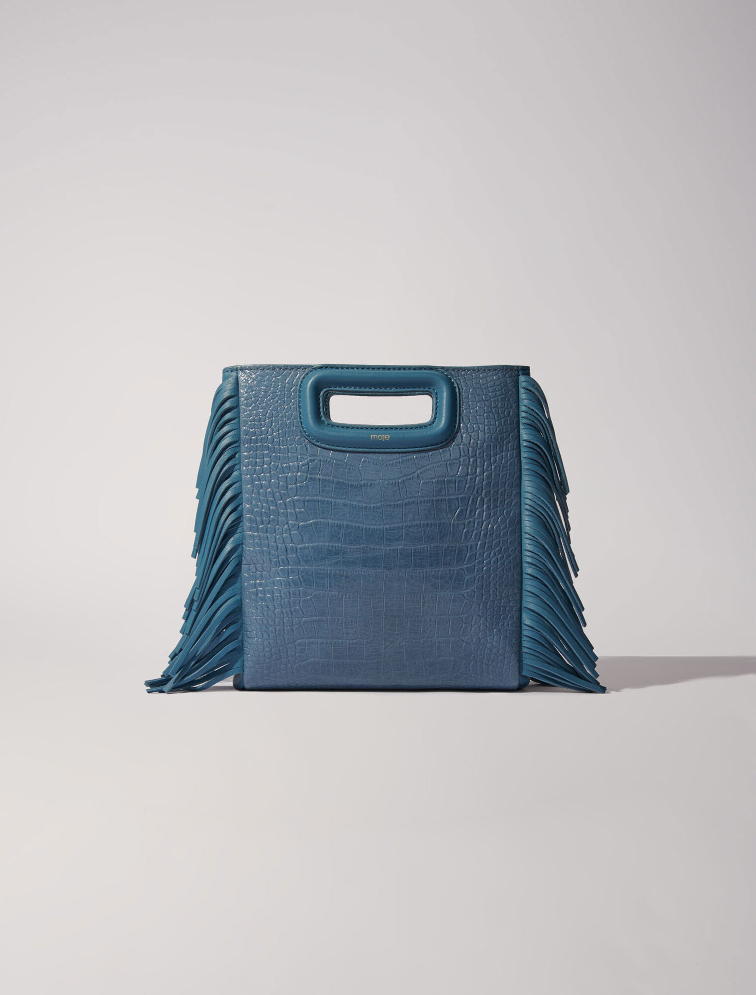 Bolso M de cuero efecto cocodrilo