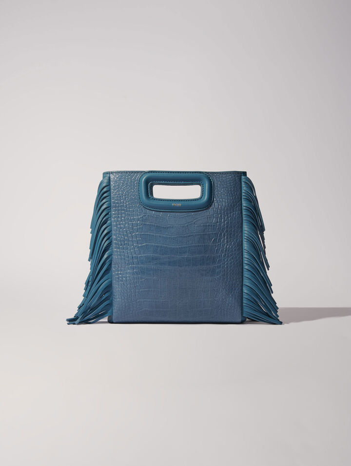 Bolso M de cuero efecto cocodrilo