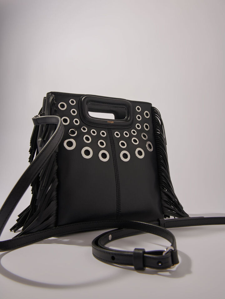 Bolso M de cuero con ojales