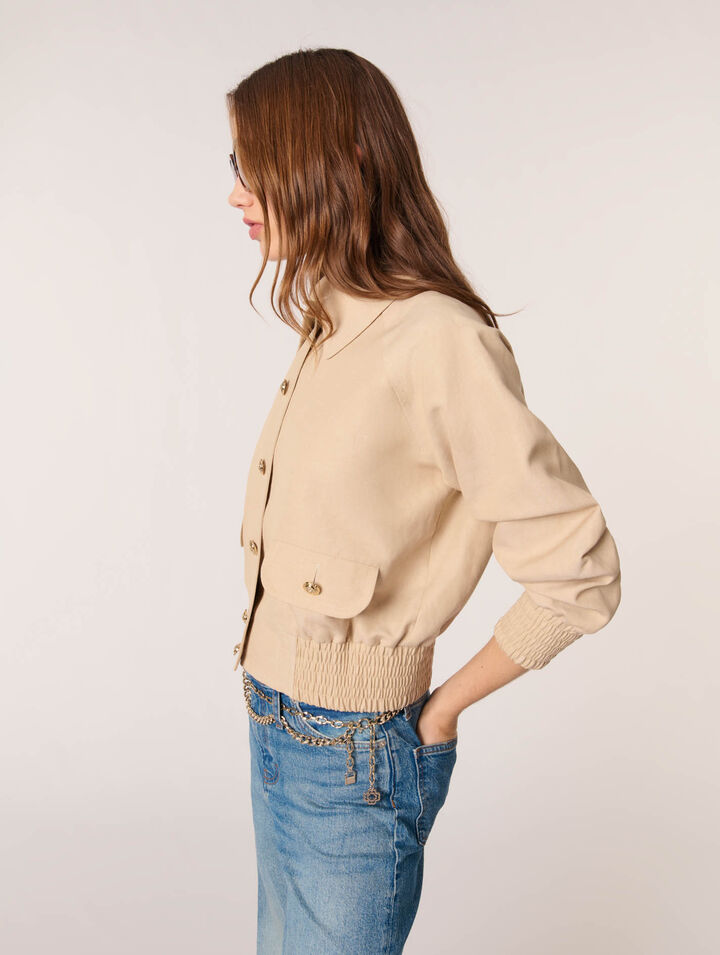 Chaqueta bomber de lino y algodón