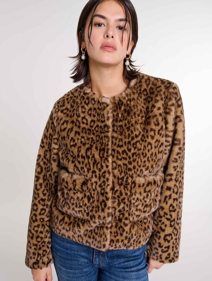 Chaqueta corta de piel sintética