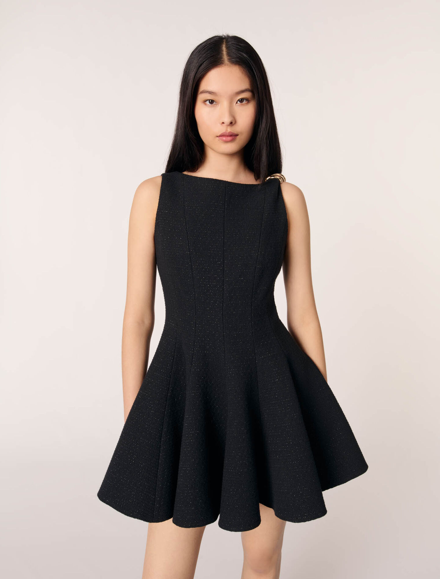 Vestido corto acampanado de tweed