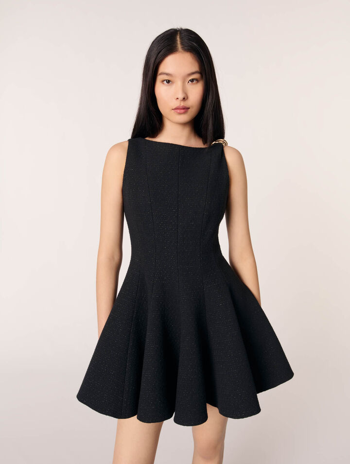 Vestido corto acampanado de tweed