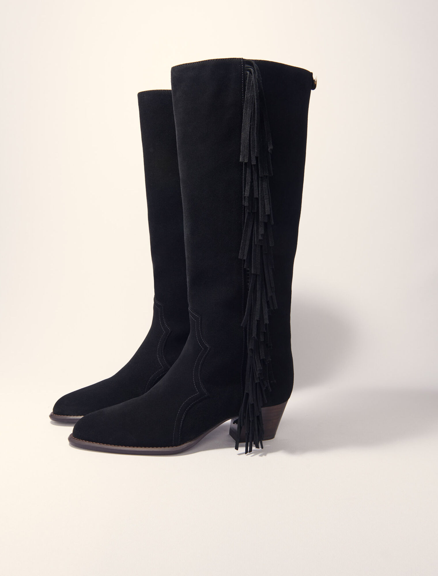 Botas de vaquero de ante con flecos