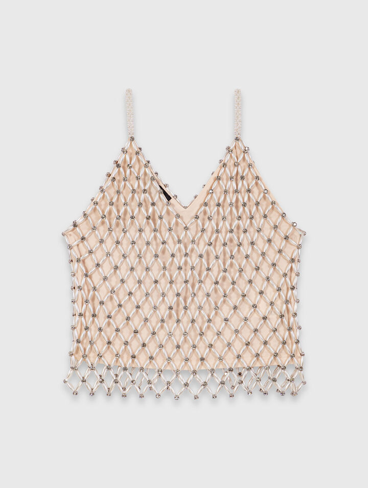 Top de perlas con forro