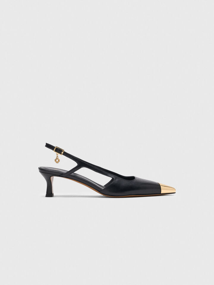 Zapatos de tacón slingback de piel