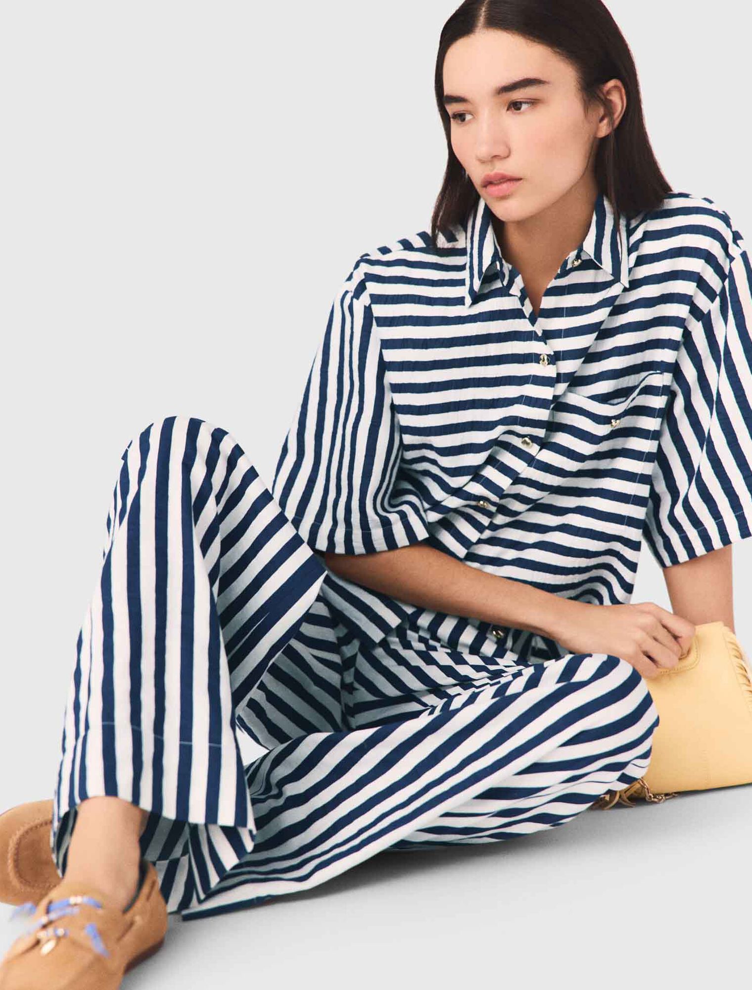 Camisa corta de lino mezcla