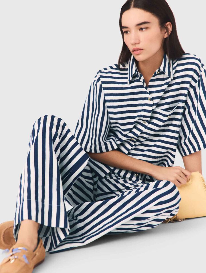 Camisa corta de lino mezcla