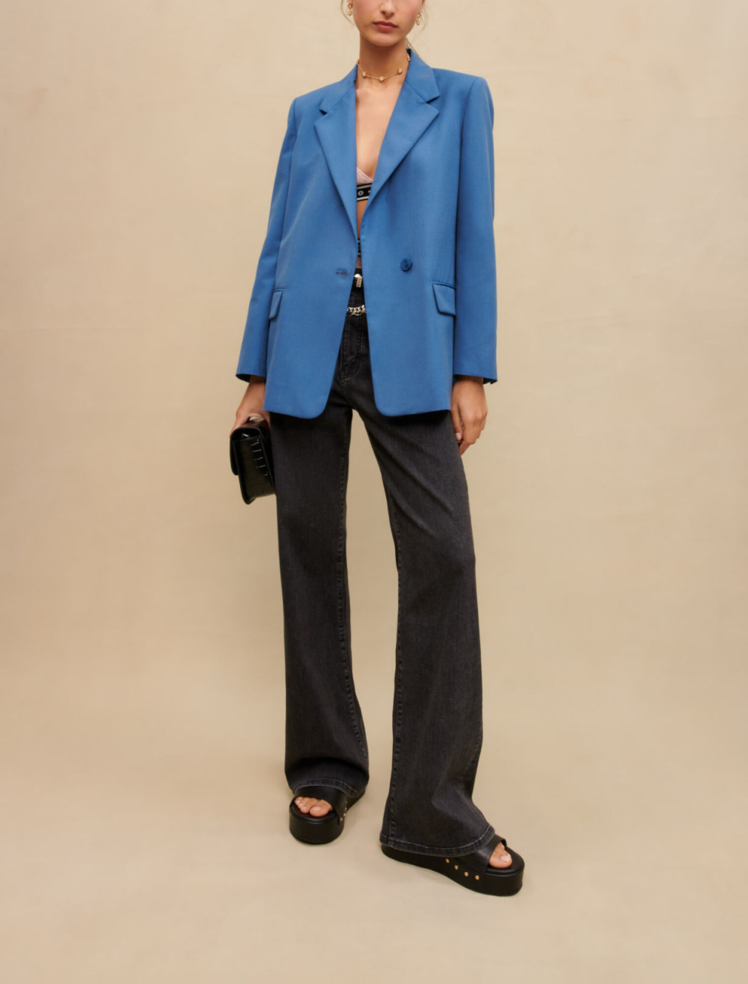 Chaqueta de traje recto azul