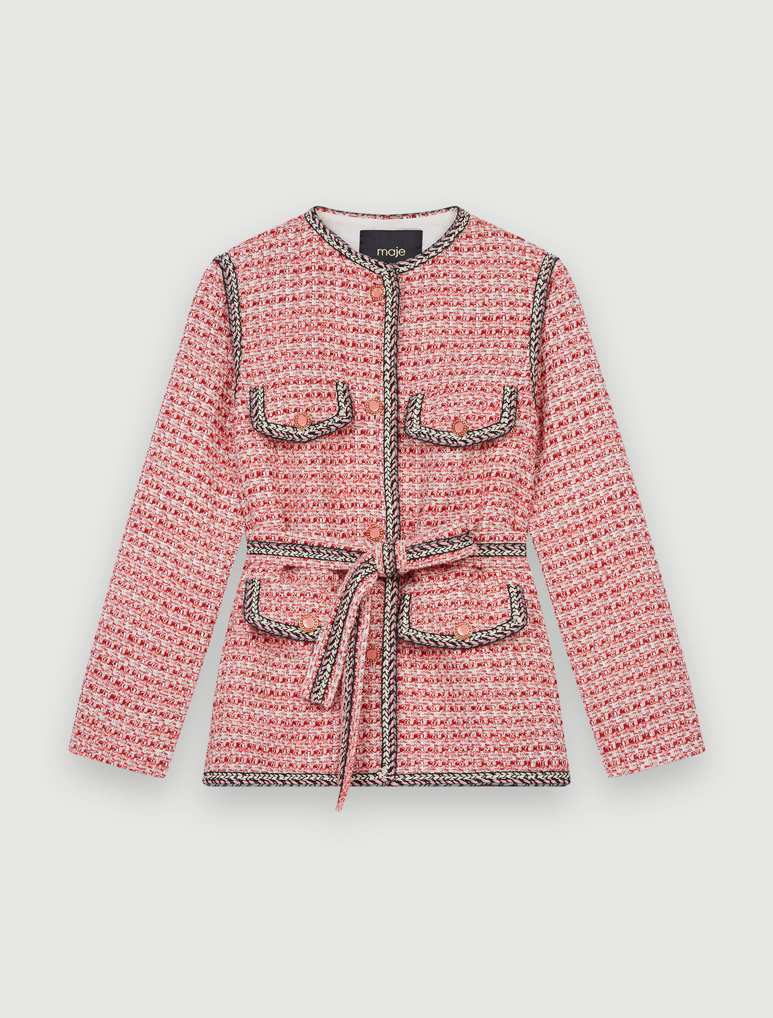 Chaqueta de tweed con trenzas étnicas