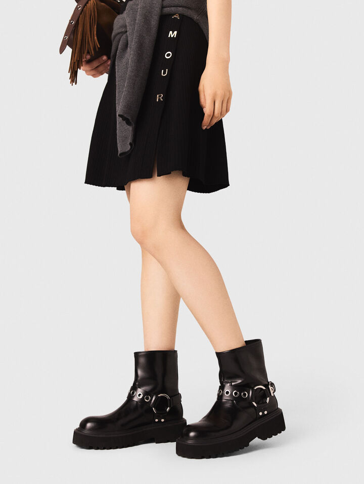 Botín biker de cuero