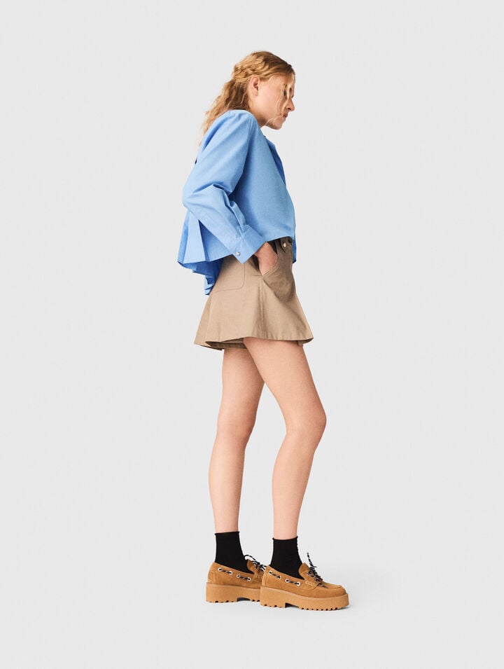 Short de algod&oacute;n con pliegues