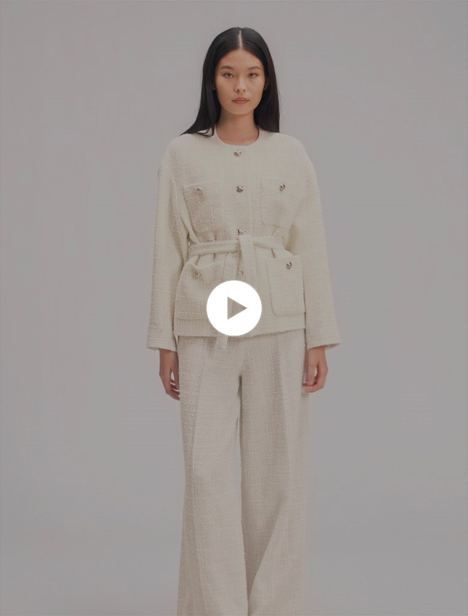 Chaqueta de tweed con cinturón