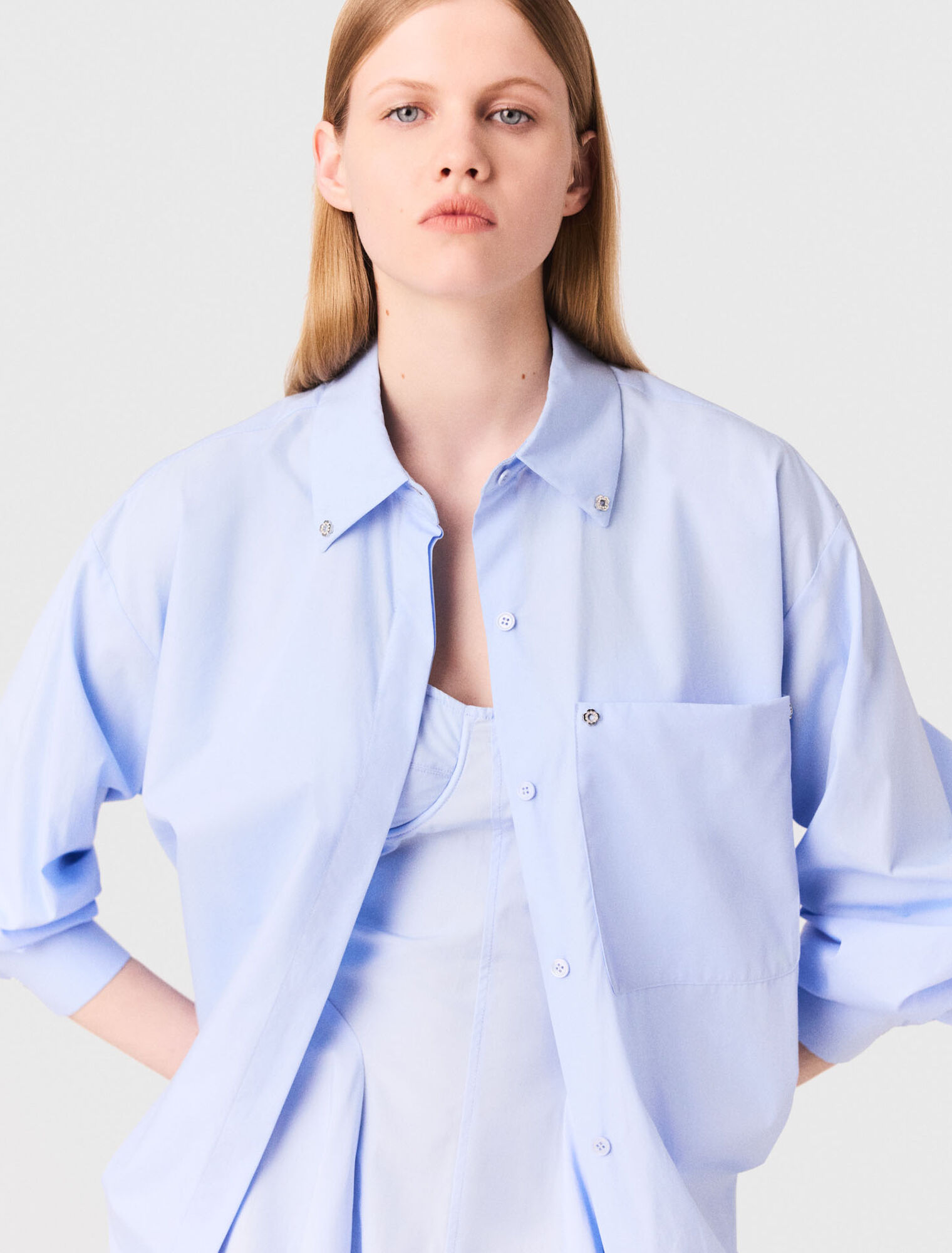 Camisa larga de popelina