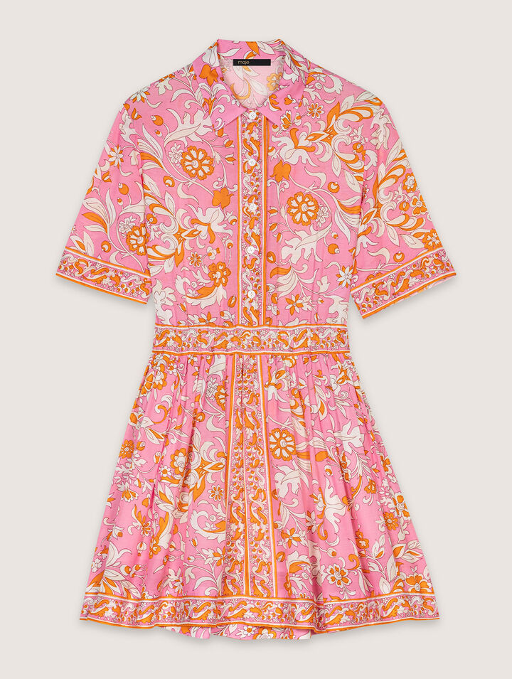 Vestido corto fluido con estampado
