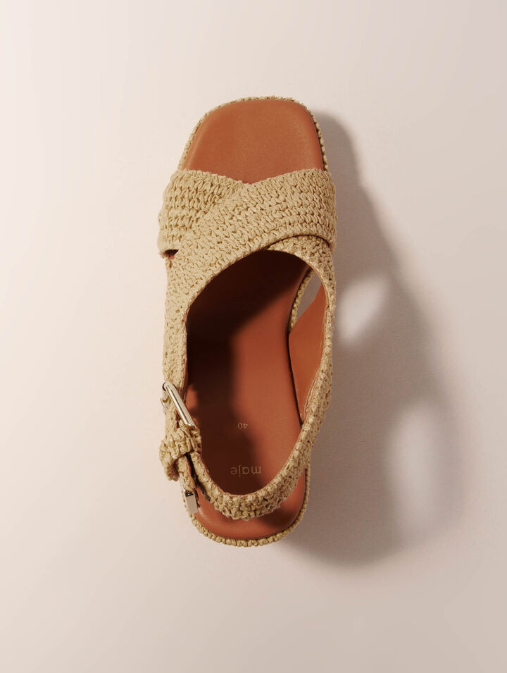 Sandalias de cuña efecto rafia