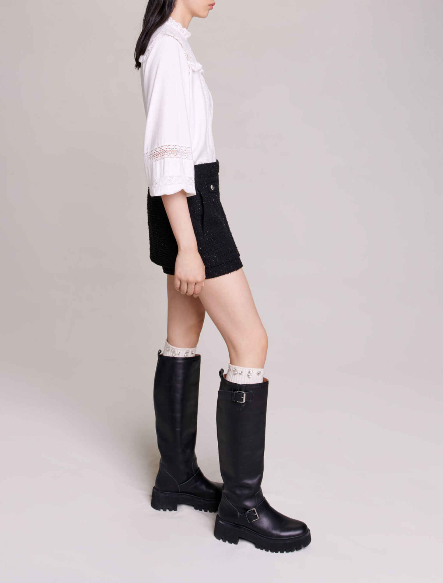 Pantalón corto de tweed