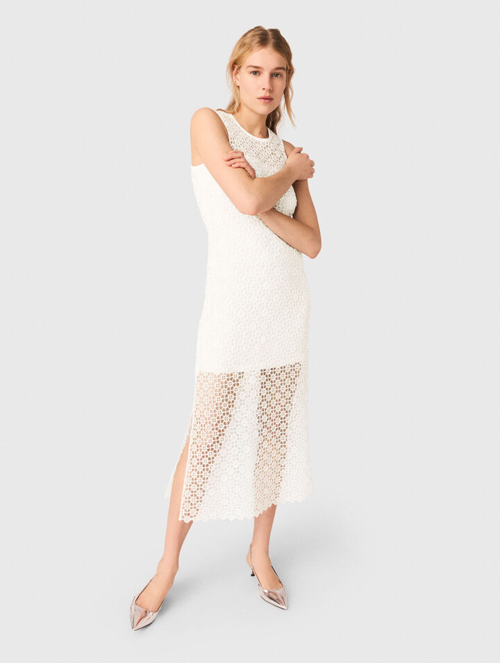 Vestido largo de ganchillo y strass