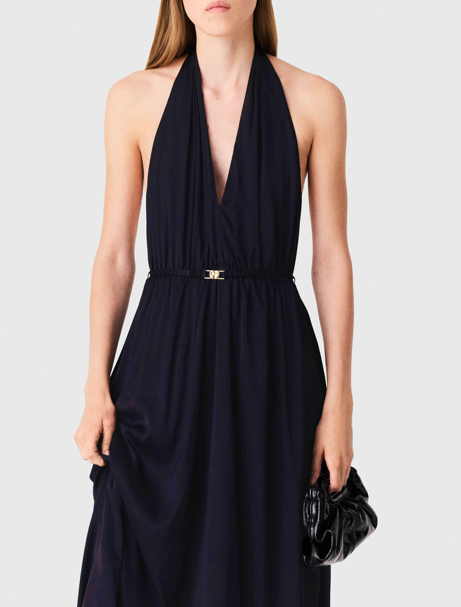 Vestido largo plisado sin espalda