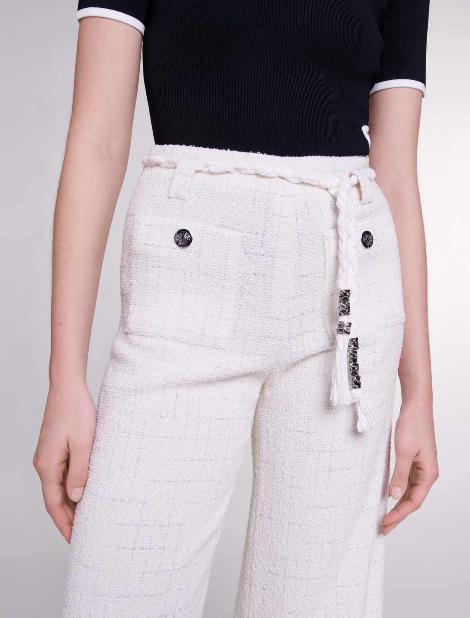 Pantalón tweed de hilos metalizados