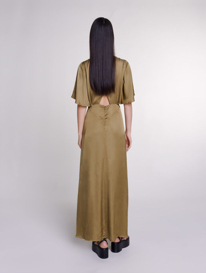 Vestido largo de satén calado