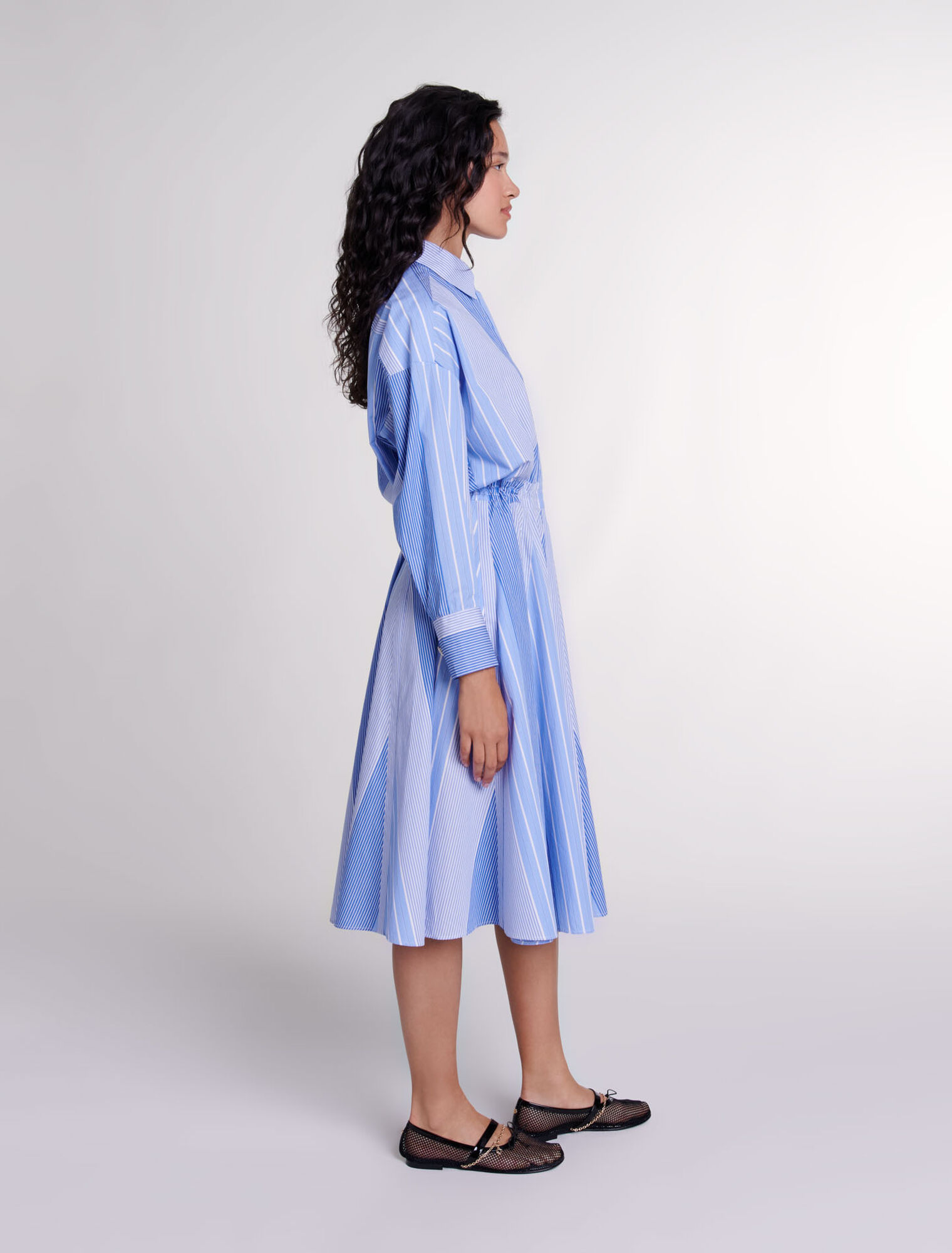 Vestido largo patchwork a rayas 