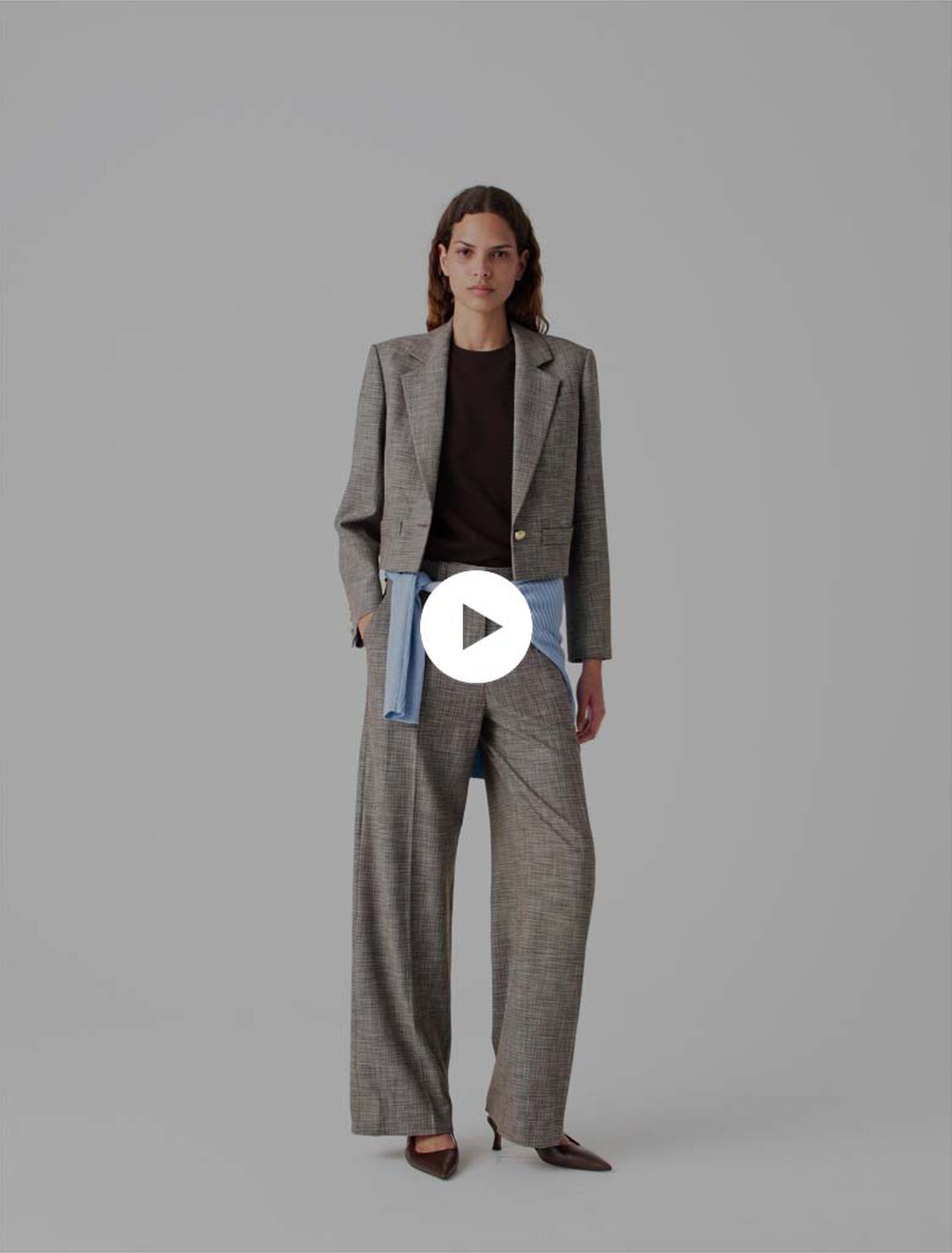 Chaqueta de traje corta a cuadros