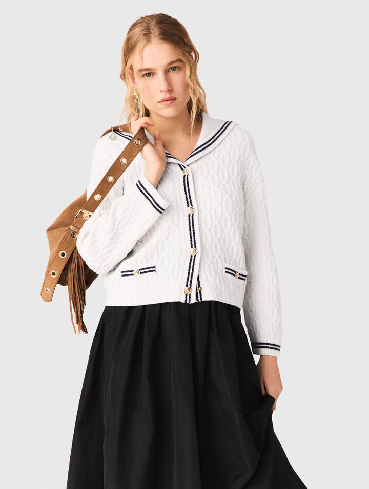 Falda larga con cintura en contraste