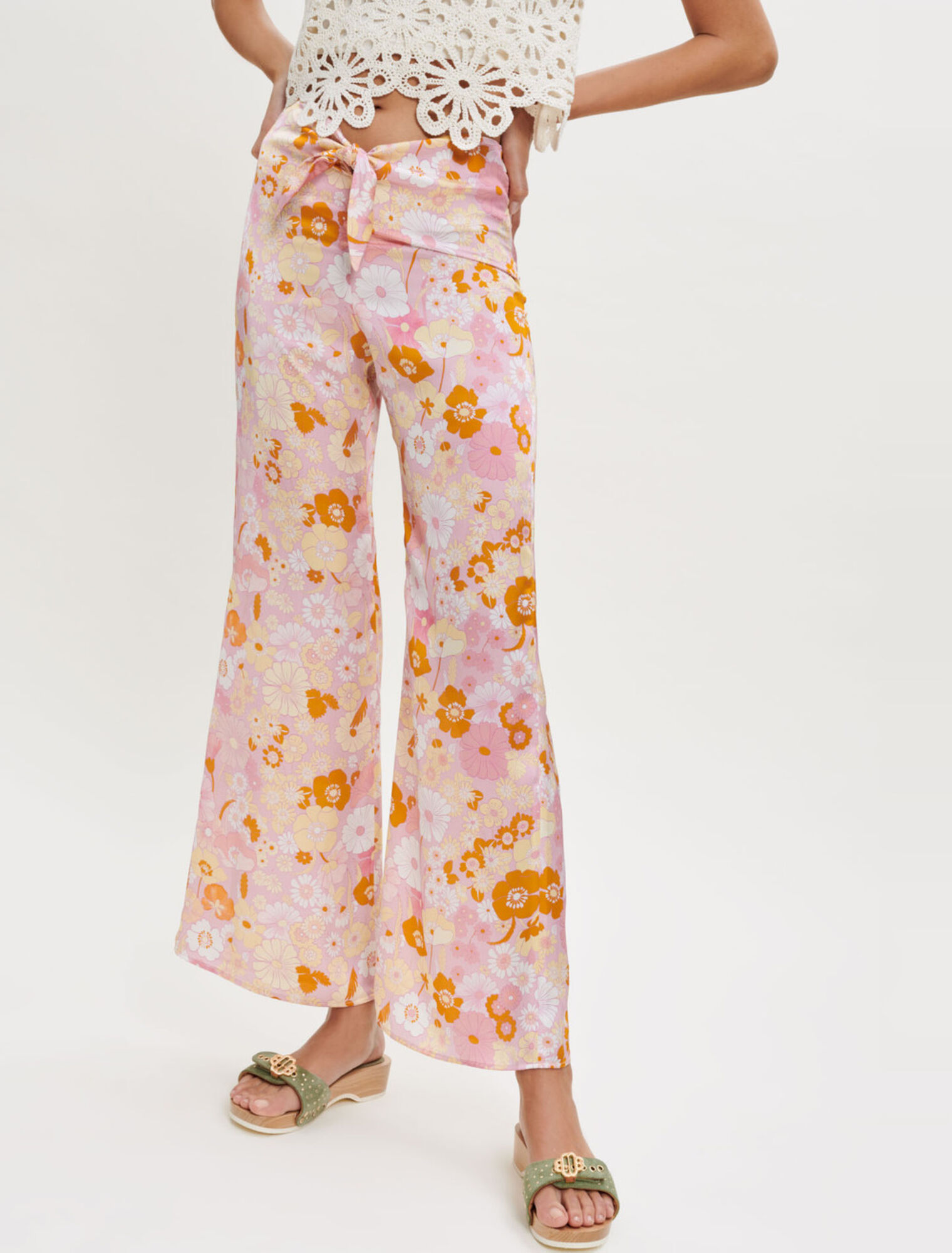 Pantalón estampado Flower Power fluido