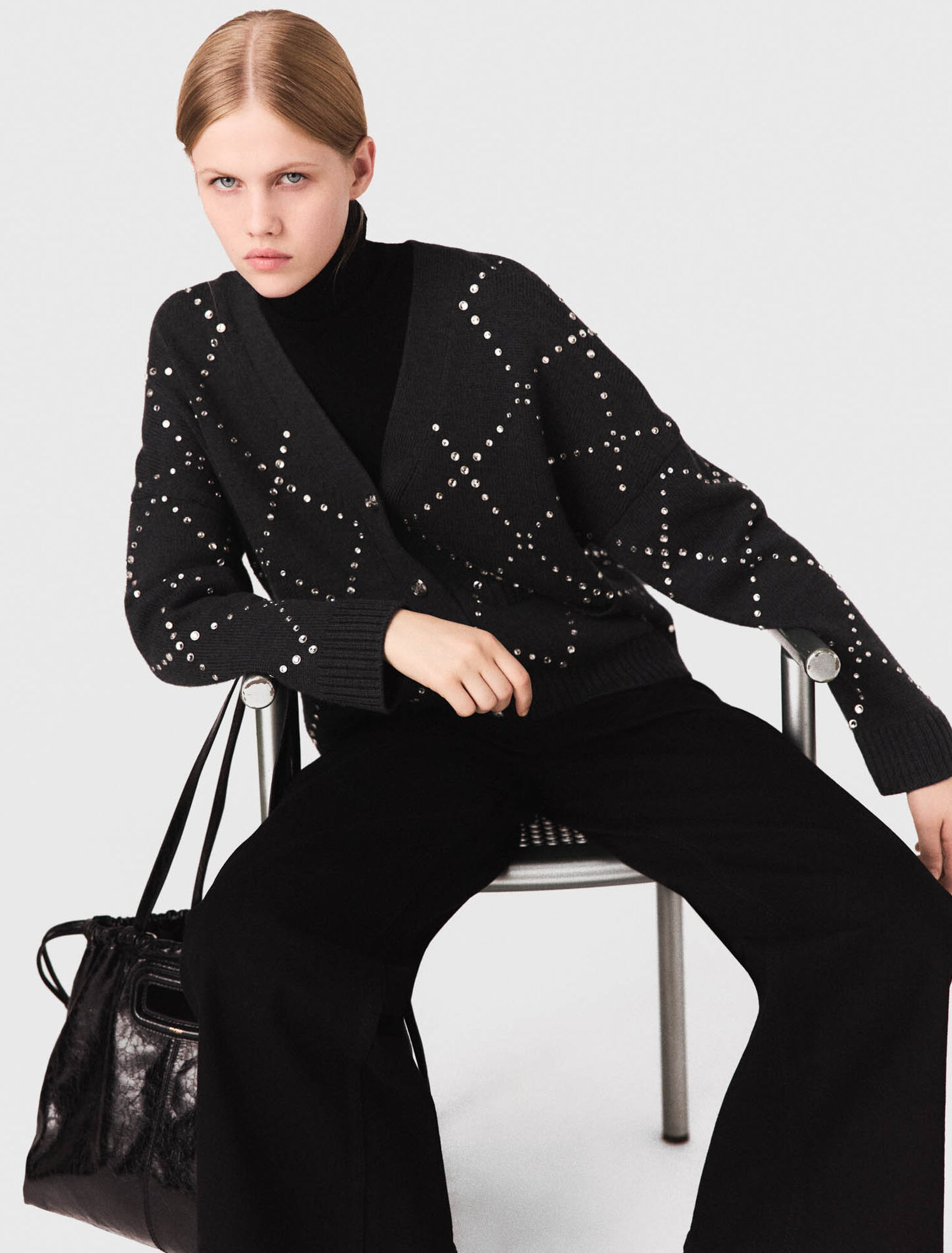 Cárdigan de cuadros con strass