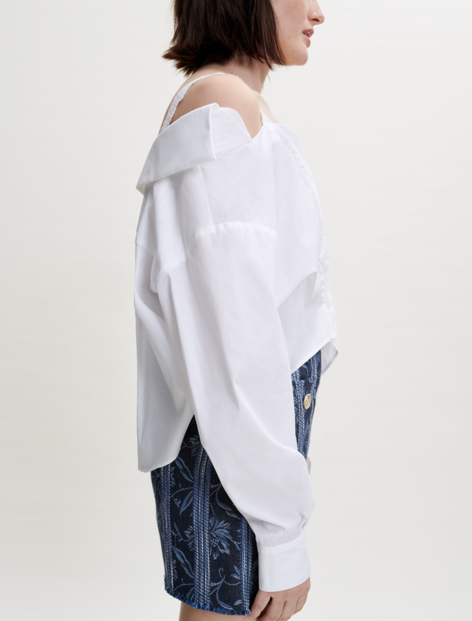 Camisa trompe l'oeil con cordones