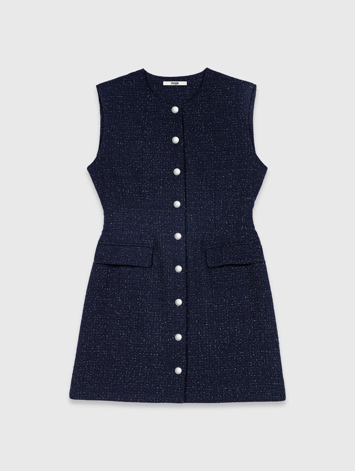 Vestido corto de tweed con l&uacute;rex
