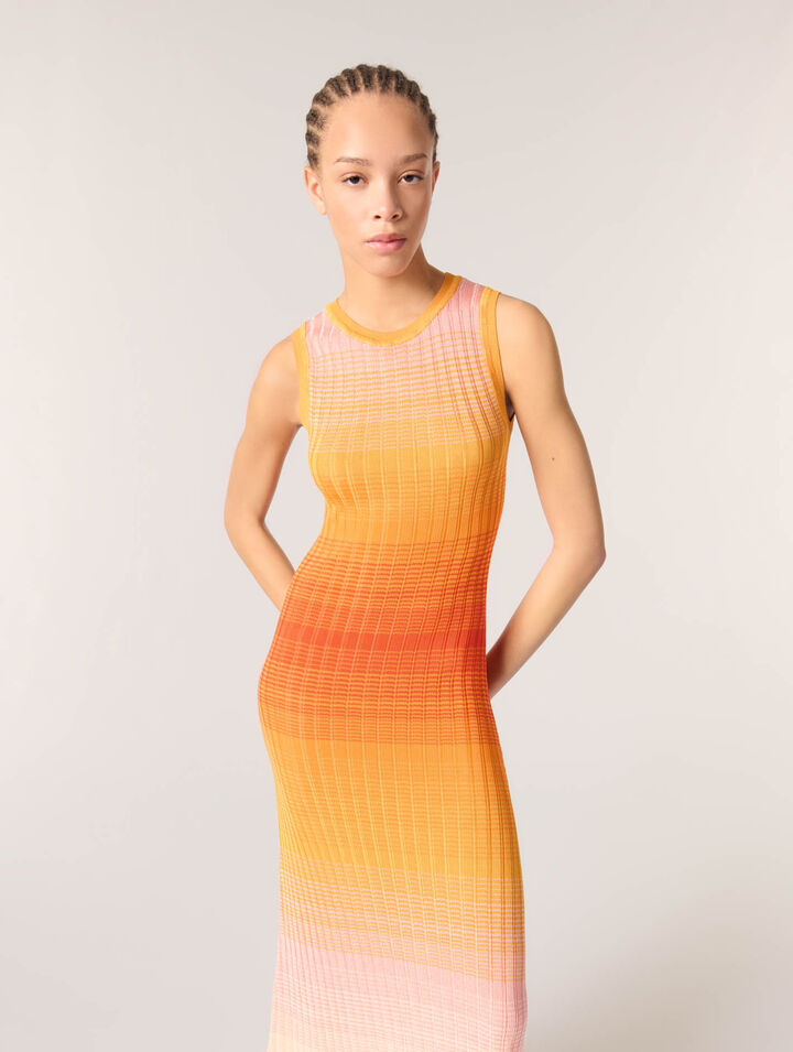 Vestido largo de punto tie-dye