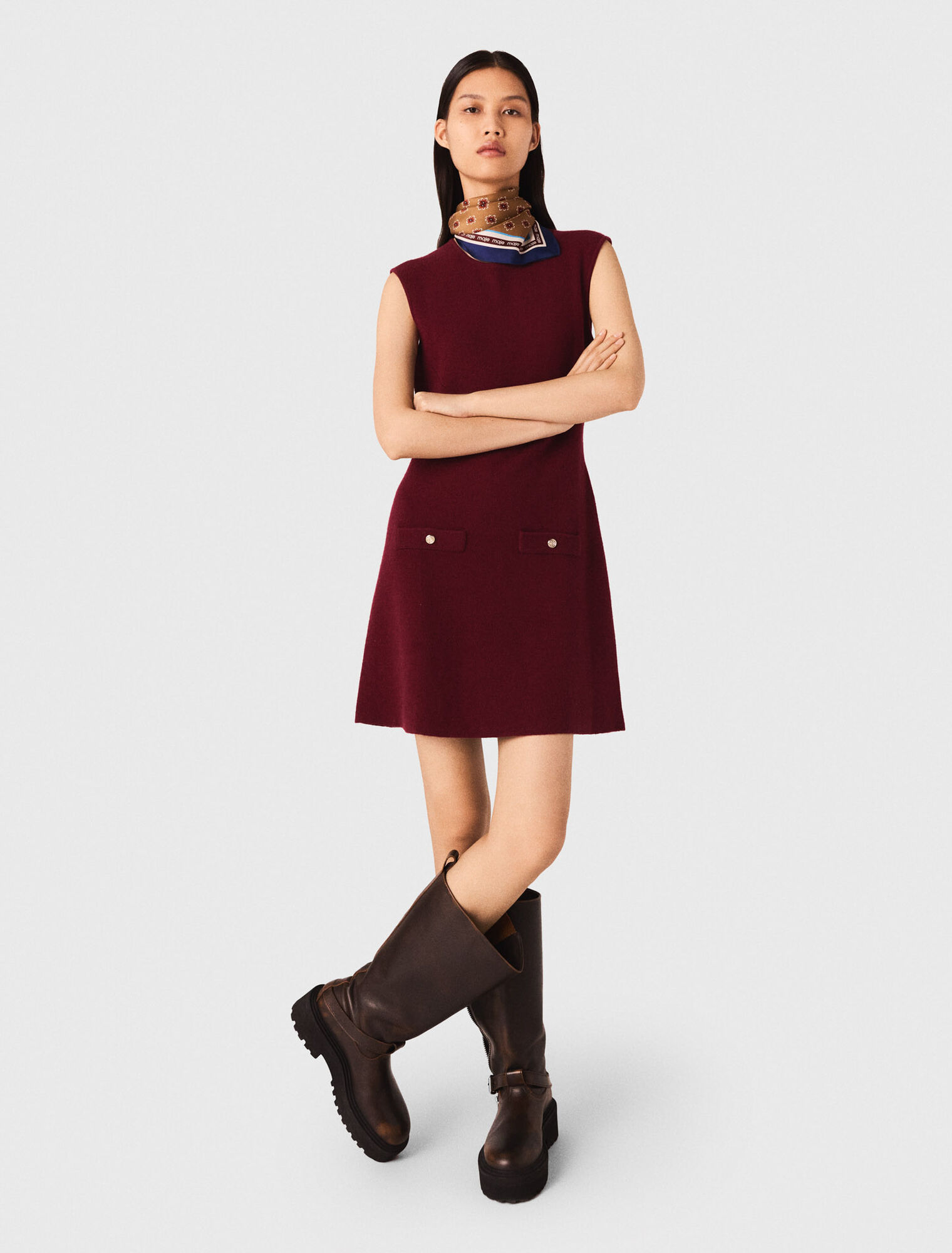 Vestido de punto con jersey extraíble
