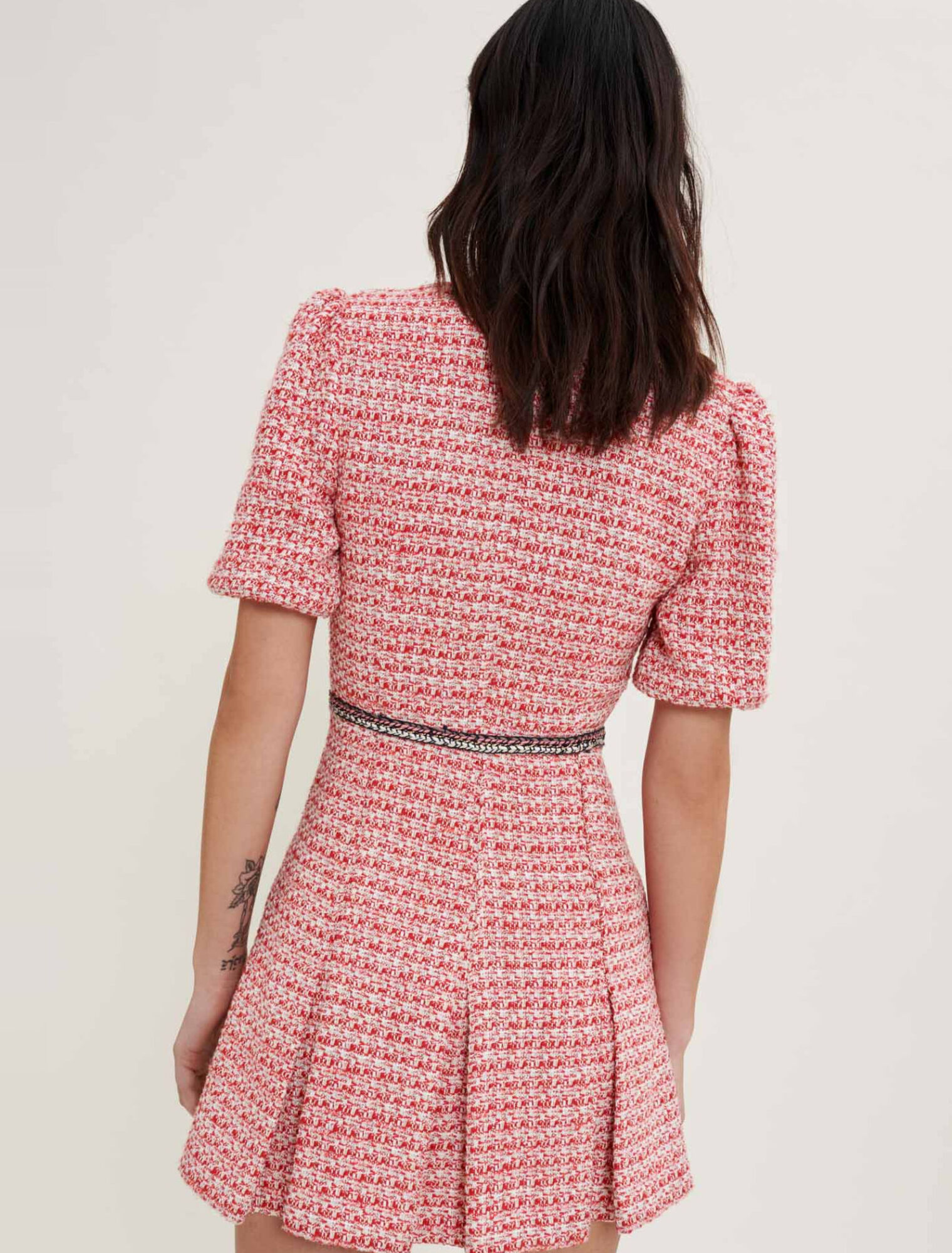 Vestido de tweed con galones étnicos
