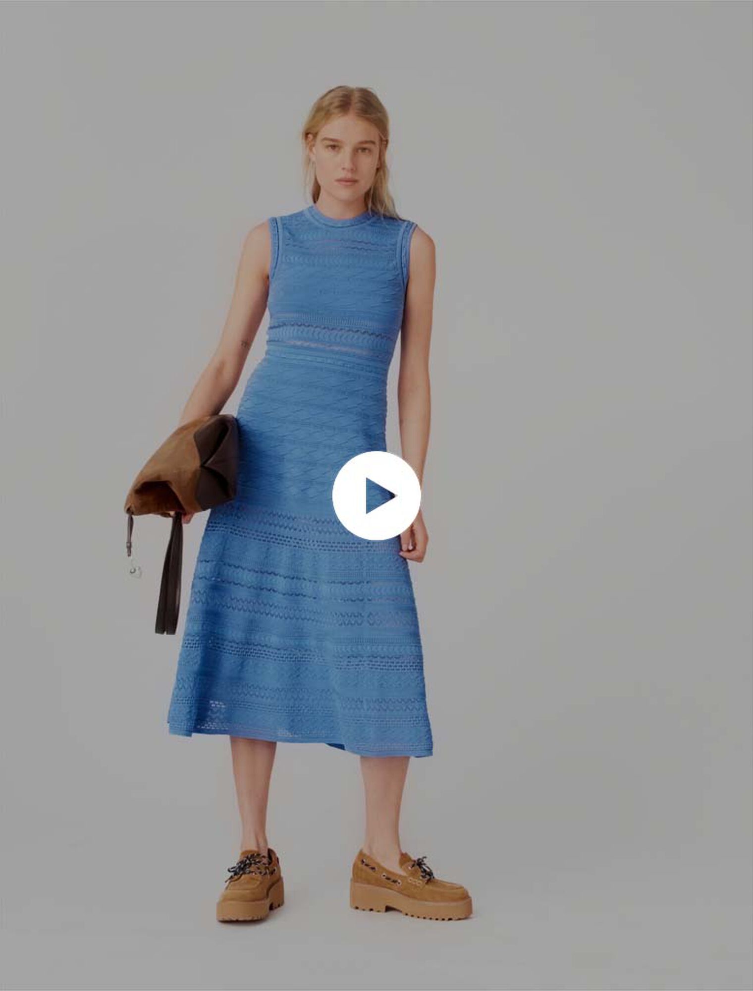 Vestido largo de punto pointelle