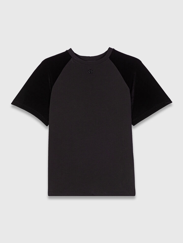 Camiseta con mangas de terciopelo