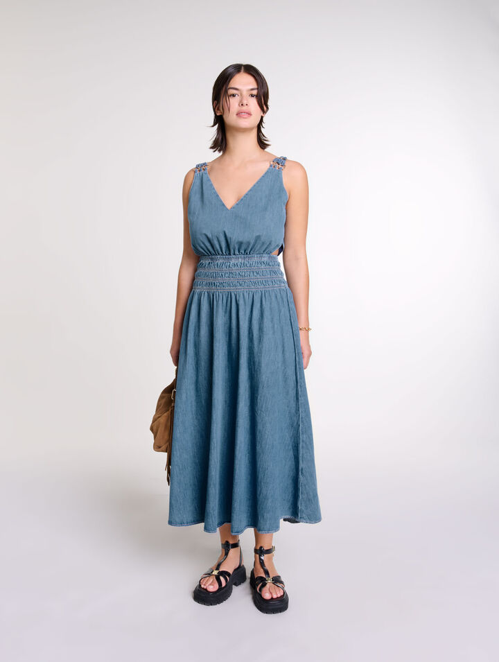 Vestido vaquero largo calado