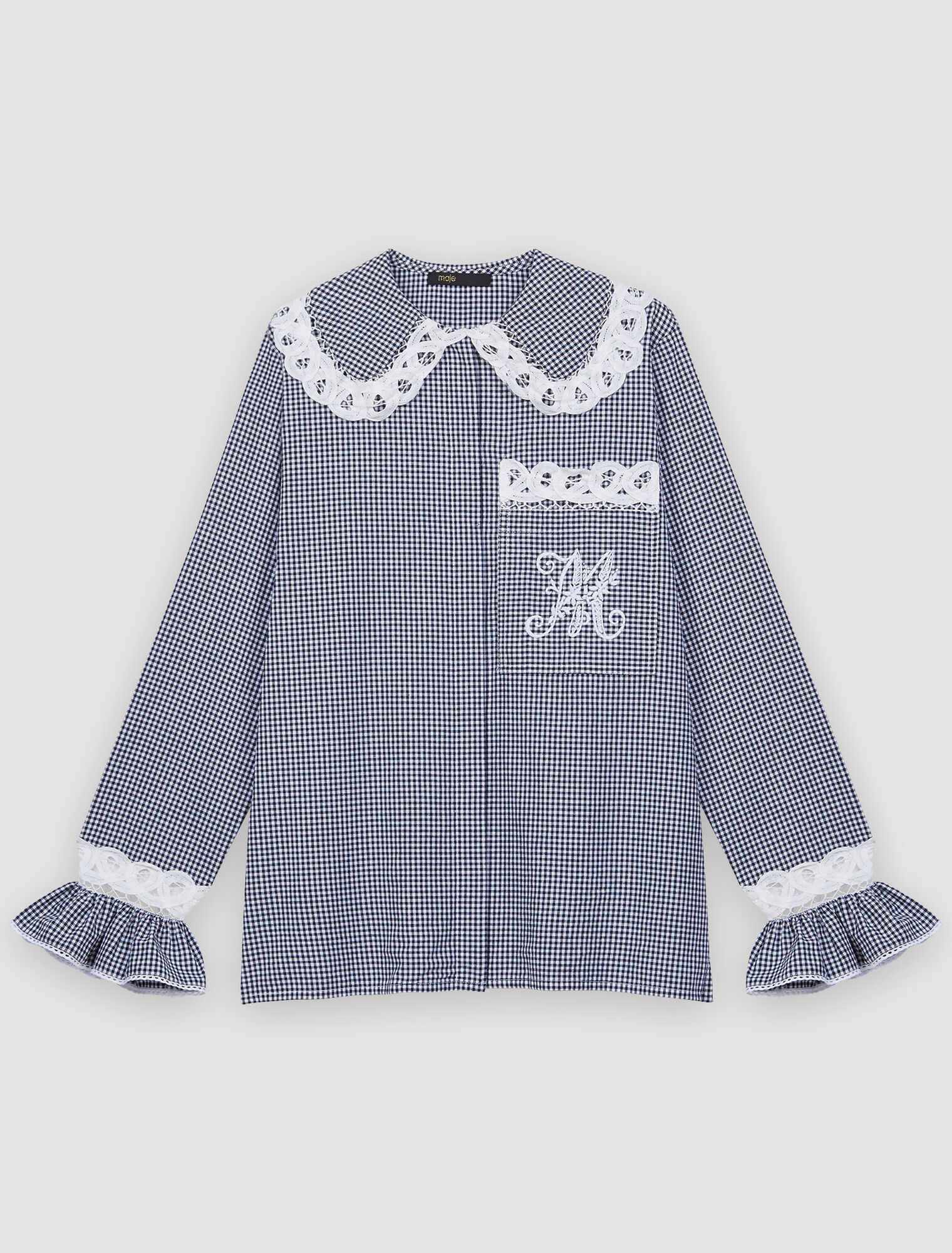 Camisa de guinga y encaje