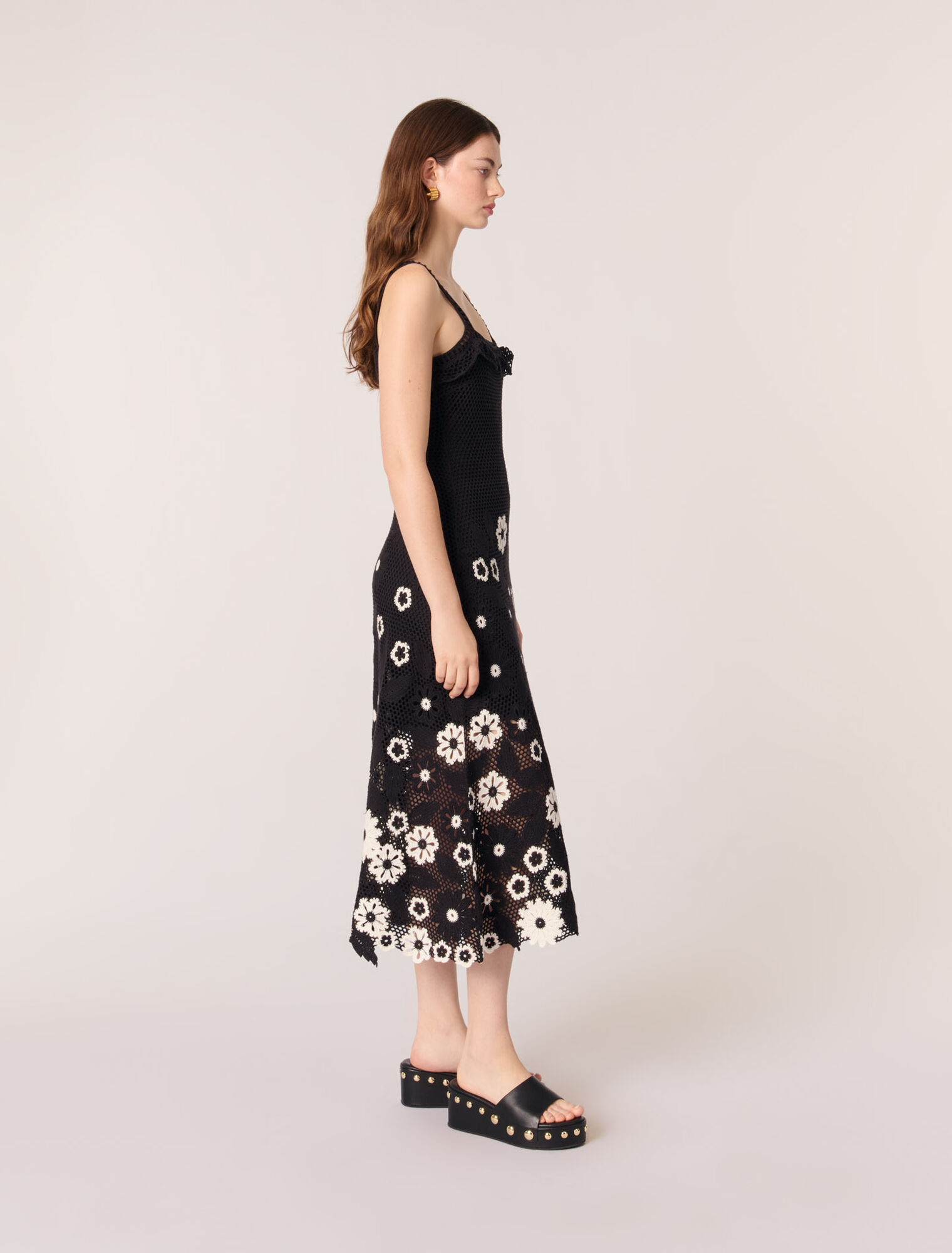 Vestido largo de ganchillo floral