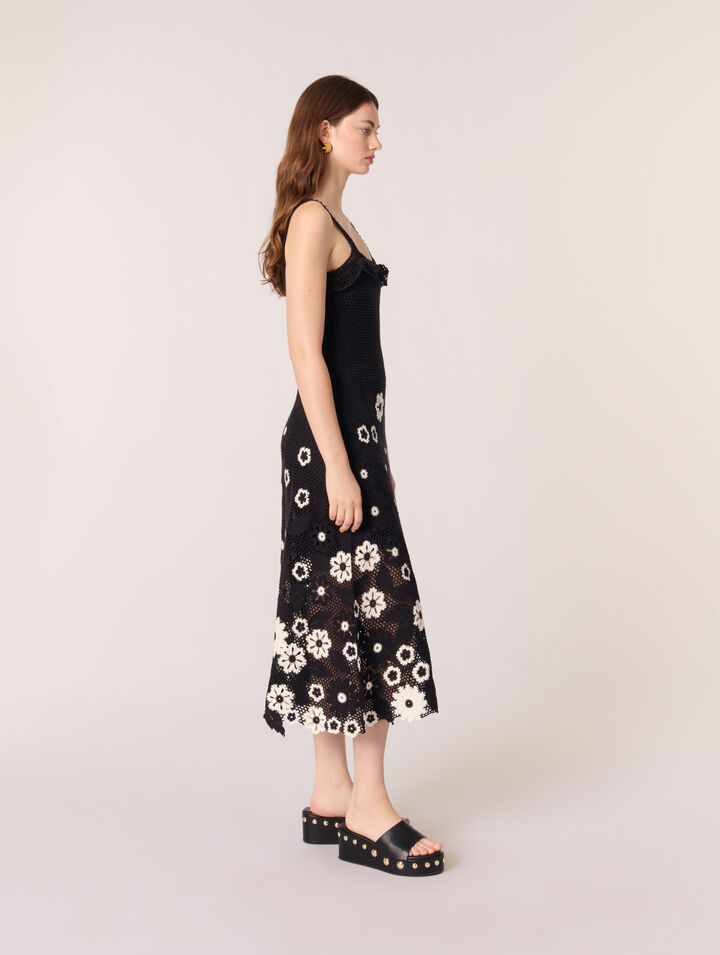 Vestido largo de ganchillo floral