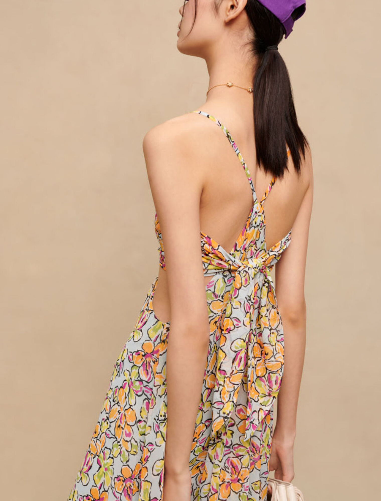Maxi vestido recortado floral