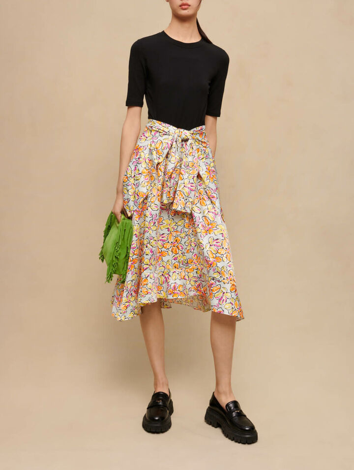 Vestido anudado con estampado floral