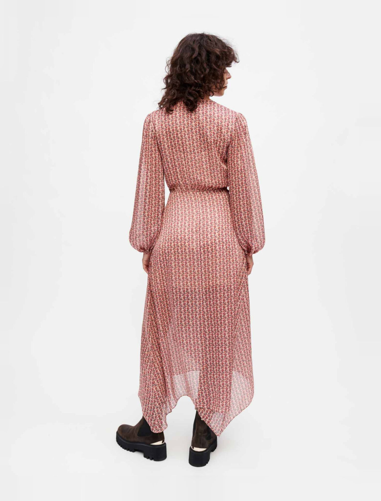 Vestido drapeado de satén estampado
