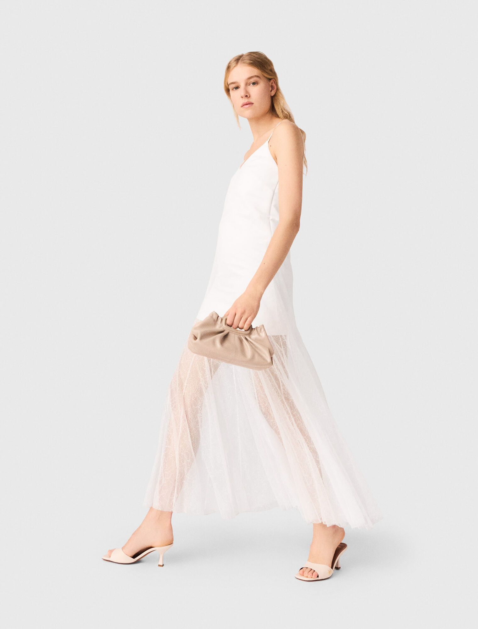 Vestido de tafet&aacute;n y encaje