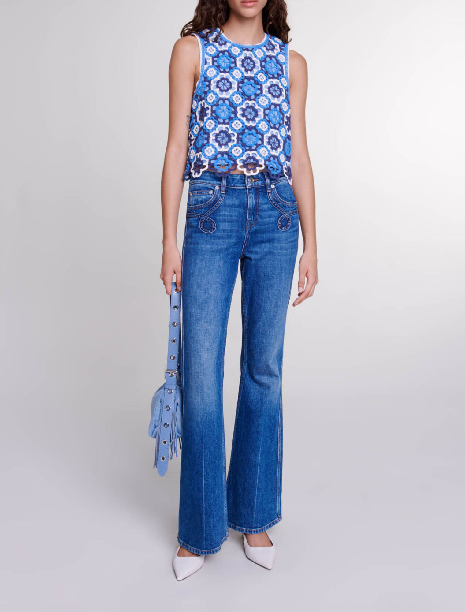 Top tricolor de ganchillo